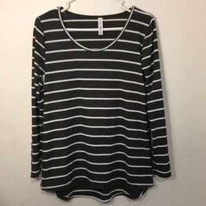 LuLaRoe Striped Long Sleeved Ribbed Tee